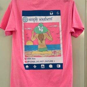 Simply Southern T Shirt Women's Size Small Short Sleeve Pink Crew Neck